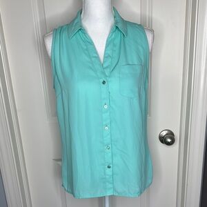 The Limited Sleeveless Turquoise Button-Up Blouse size Medium